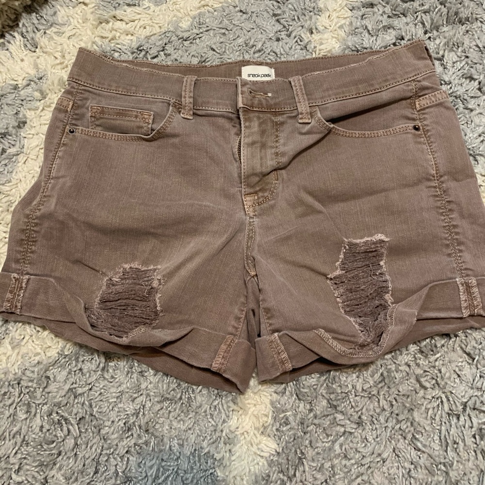 Sneak Peek taupe Jean shorts